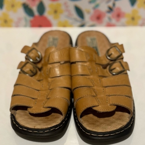 Josef Seibel Air Massage Brown Leather Slide Sandals Women’s EU 38 / US 7.5 EUC - Picture 2 of 4